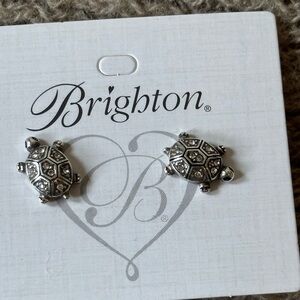 Brighton Silver Turtle Stud Earrings with Crystal Accents